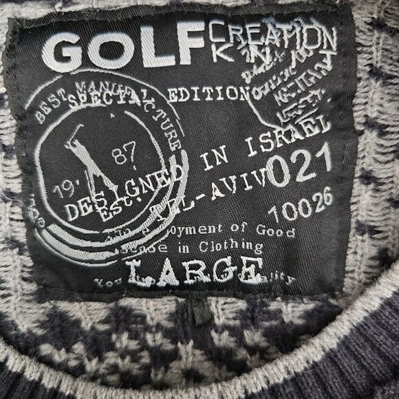 💥Golf Creation Knit Special Edition Cotton Blend Holiday Gray And blue Sweater - Picture 2 of 7